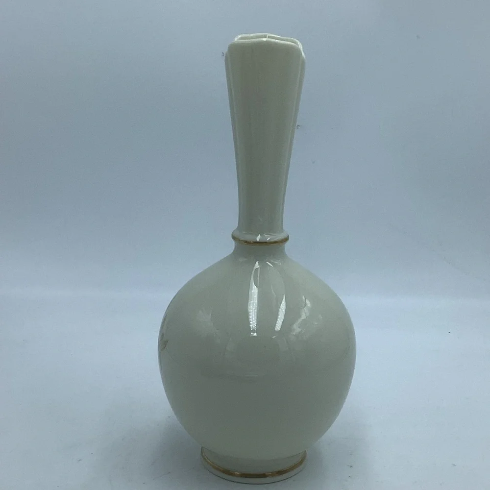 Vintage Lenox Bud Vase Pink Rose Hand Decorated in 24K Gold